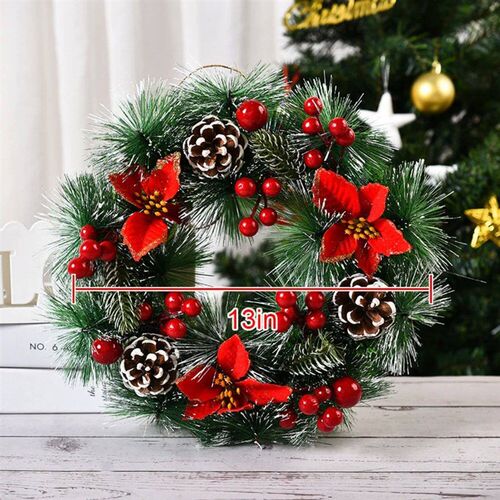 30CM Christmas Door Wreath Artificial Hanging Xmas Garland H
