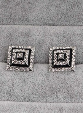 Geometric Mens French Shirt with Dimond Squre Cufflinks cce