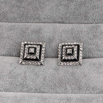 Geometric Mens French Shirt with Dimond Squre Cufflinks cce