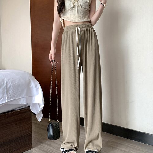 HELIAR Women Elastic Waist Drawstring Solid Pants Female Str
