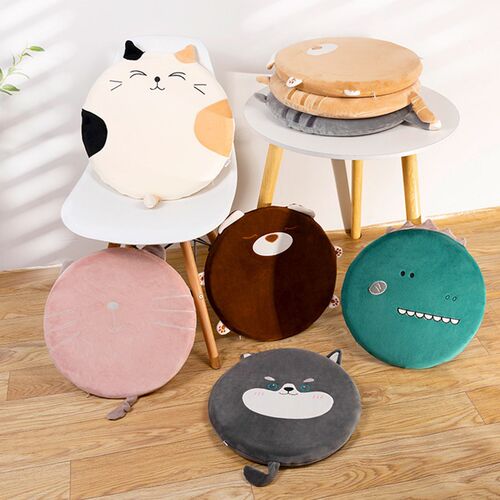 Lovely Cartoon Animal Chair Cushion Cute Round Crystal Velve