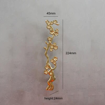 1Pc Antique Brass Plum Blossom Branch Shape Handle Wardrobe
