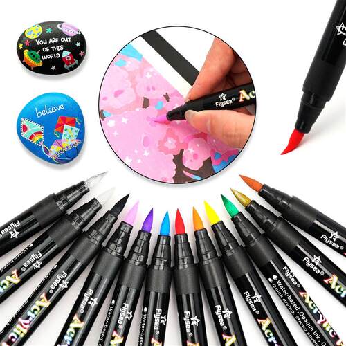12/24/36 Colors Brush Tip Acrylic Paint Pens, Paint Markers