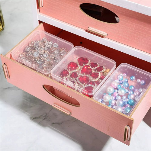 6PCS Mini Storage Box Transparent Square Plastic Box Earring