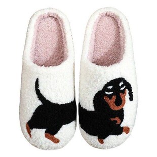 Plush Dachshund Slippers Closed Toe Slippers Anti Slip Warm