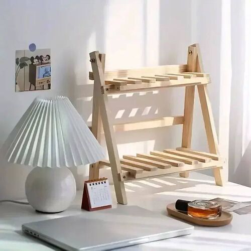 1p Bilayer Wooden Storage Shelf  Desktop Organizer Shelves T