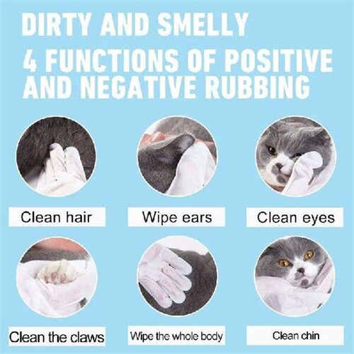 6pcs Pet Disposable Cleaning Gloves Wash Free Cats Dogs SPA