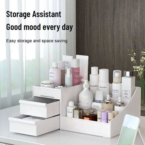 1pc White New Drawer Makeup Storage Box Dormitory Finishing