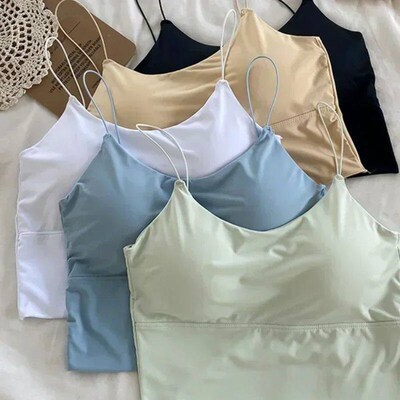 Women Summer Vest ops Sleeveless Cotton Bustier with Pads So