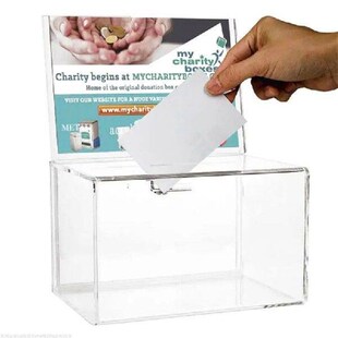 Transparent Acrylic Donation Collection Box Perspex Charity
