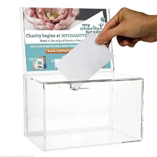 Transparent Acrylic Donation Collection Box Perspex Charity