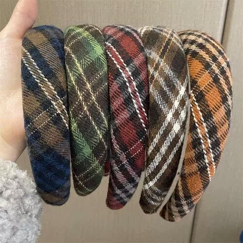 Retro Style ~ Academic Style Plaid Headband Sponge Headband
