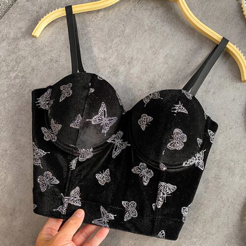 Women Top Velvet Breast Big Fish Bone Female Corset Tops Tan