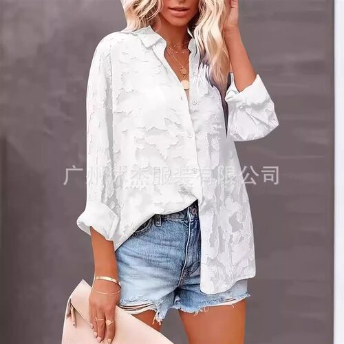 2025 Fashion Large Size Chiffon Jacquard Womens Solid lor C