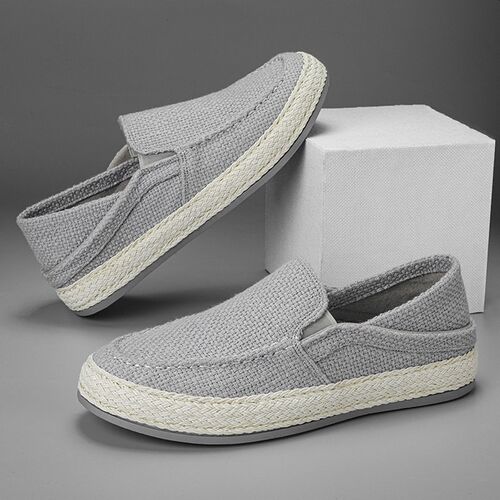 PUPUDA New Loafers Men Breathable Casual Shoes Classic Linen