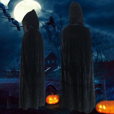 Jubah Beludru Halloween Dewasa Jubah Pertengahan Bertudung K