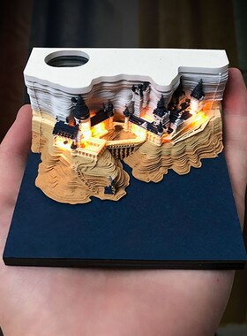Omoshiroi Block 3D Memo Pad Led Howarts Notepad 3D Model Cas