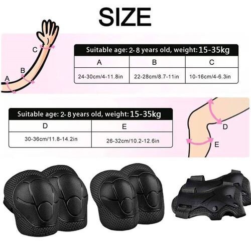Kids Protective Gear Knee Pads and Elbow Pads 3 in 1 with Wr