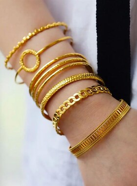Stainless Steel Bangles Bracelet for Women Luxury Gold Plate