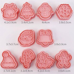10Pcs/set Christmas Cookie Cutters Embossing Christmas Cooki