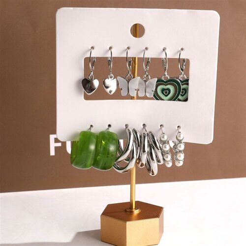 Love Butterfly Imitation Pearl Earring Set Womens Fashion Te