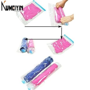 Manually Vacuum Compressed Bag Roll Up Seal Bags Travel Spac