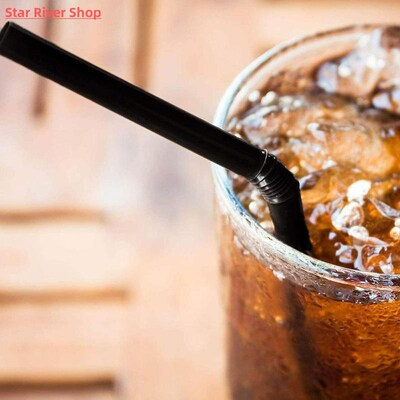 100pcs/Set Black Cocktail Straws Black Plastic Straw For Bir