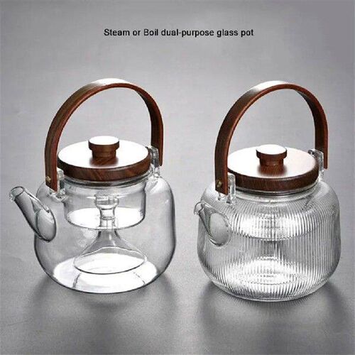 800ML Glass Teapot Double Liner Steaming Boiling Dual
