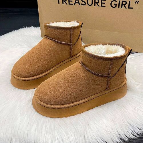New Winter Women Short Plush Warm Snow Boots Flats Casual Sh