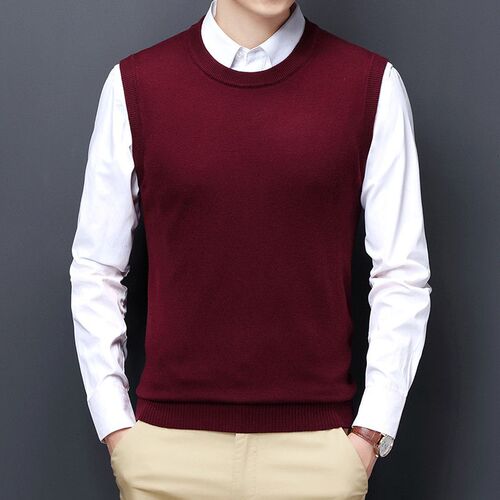 Mens Vest 22 Mens Sleeveless Men Solid Color Knitted Busin