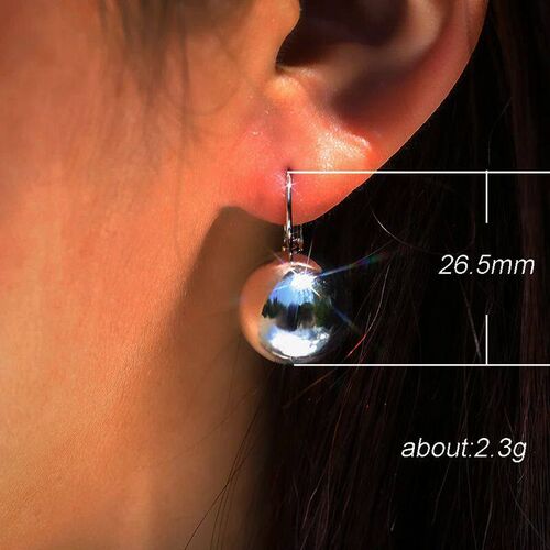 Smooth Ball-Shape Drop Dangle Earring for Women Creative Whi