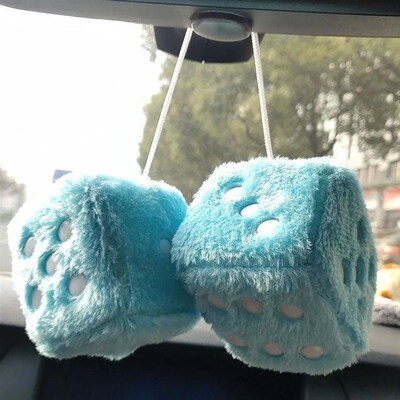 Fuzzy Plush Dice with Dots Retro Square Plush Hanging Mirror