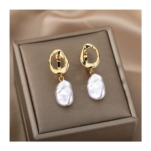 Circle Earrings For Women Vintage Punk Baroque Pearl Earring