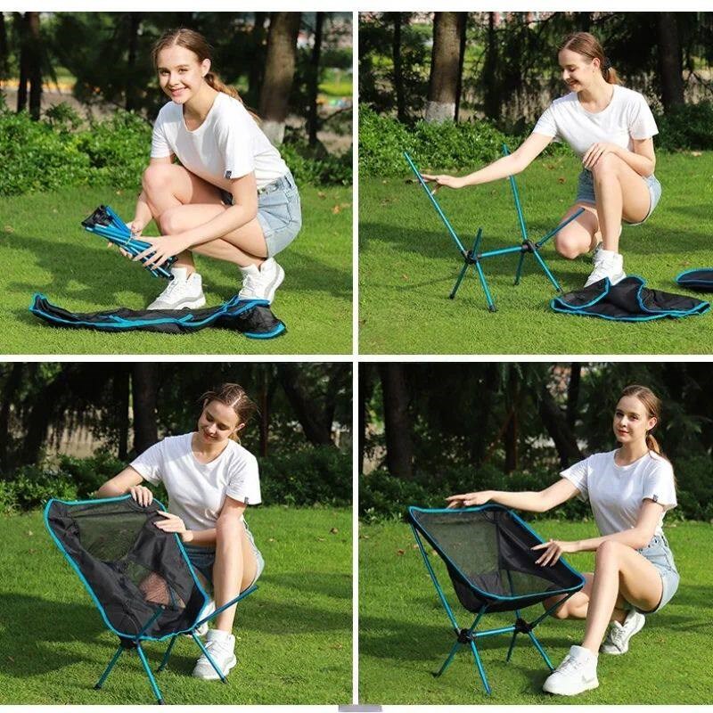 Foldable camping chair, equipped with a carrying bag and sid图片