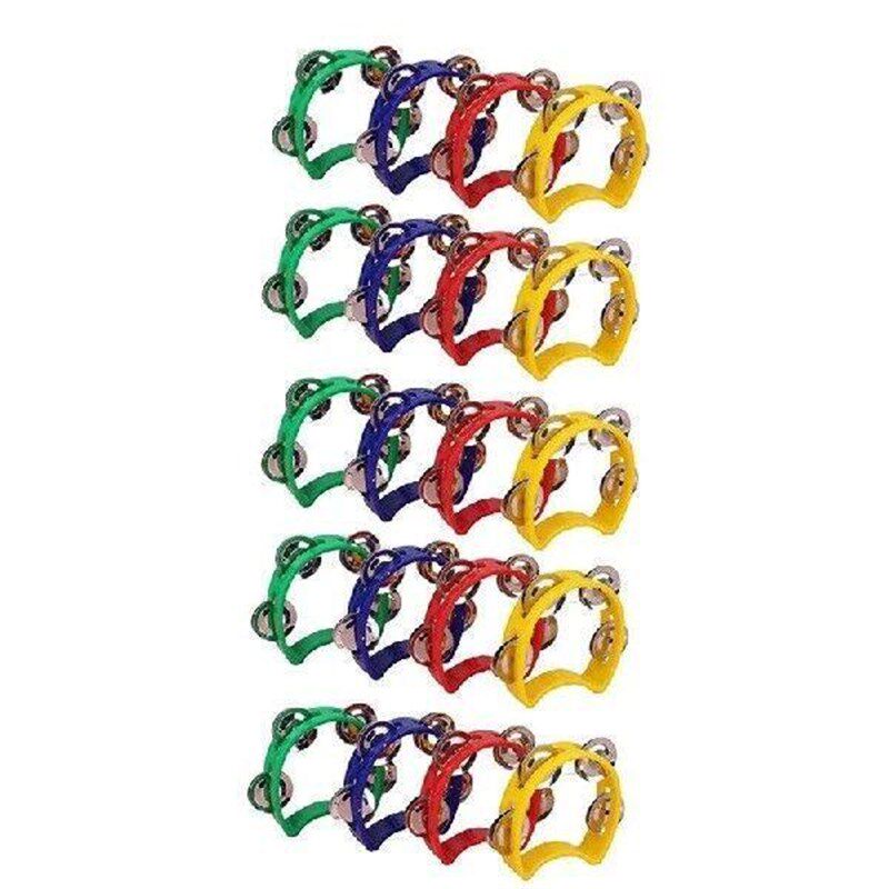 ABNP 20Pcs Plastic Tambourine Musical Instruments, Mini - 实物图