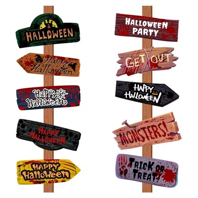1set Halloween Party decor Welcome Sign Halloween Scary Them