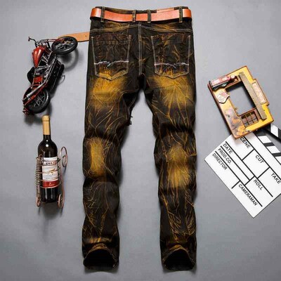 Mens jeans, black, sub yellow, horse chestnut, plus size