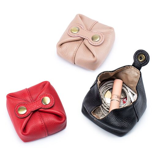 Real Leather Women Cosmetic Bag Cute Makeup Pouch Travel Sma