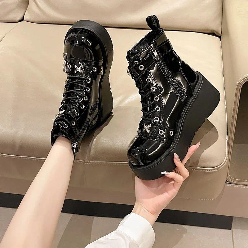Platform Wedges Women Ankle Boots 2023 Autumn Winter Gothic图片