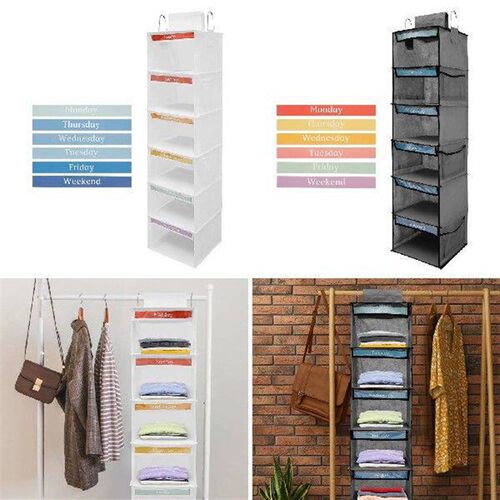 New Weekly Clothes Organizer for Kids 6 Compartments