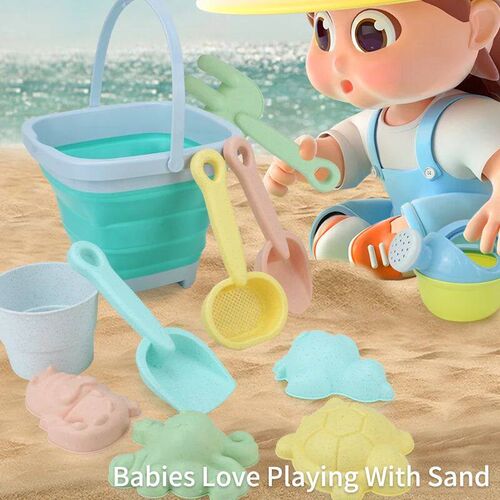 Collapsible Foldable Beach Sand Buckets and Shovels Set - Be