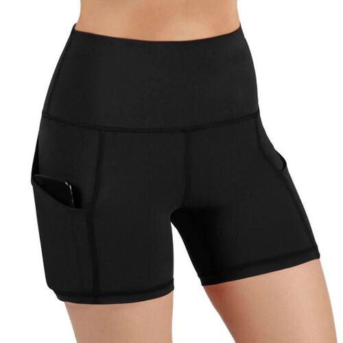 Women High Waist Hip Lifting Shorts Pocket Yoga Short Pant W