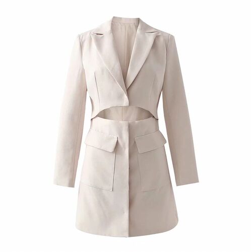 Fashion early autumn new ins sexy waist deep suit collar dre
