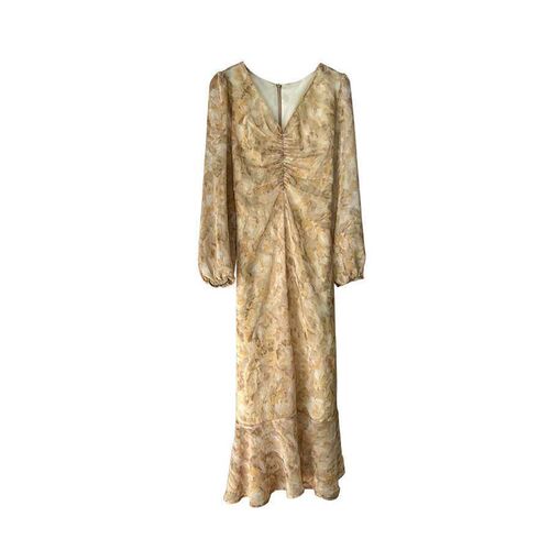 Spring New Style Chiffon Dress Womens Elegant V-Neck Loose