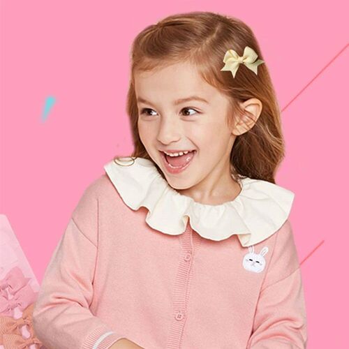 10Pcs/lot Solid Color Ribbon Baby Bows Hair Clips for Baby G