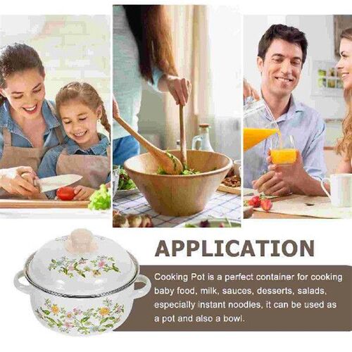 3 Pcs Enamel Pot Pans for Cooking Saucepan with Handle