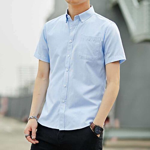 Shirt Mens Short-sleeved Summer New Fashion Cotton White Me