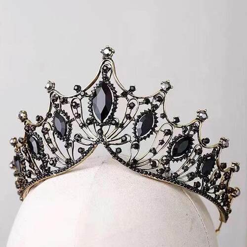 Baroque Black Crown for Women Wedding Bridal Tiara Hair Acce