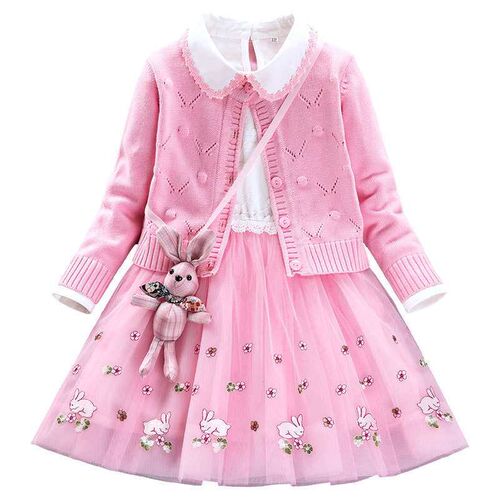 Childrens Wear Girls Sweater Set Autumn New Childrens Dre