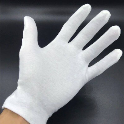 20Pcs White Cotton Work Gloves for Dry Hands Handling Film S